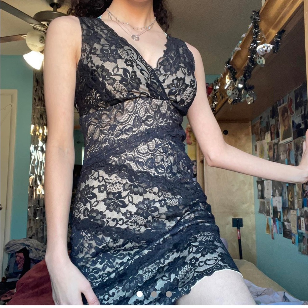 Arden B black lace mini dress